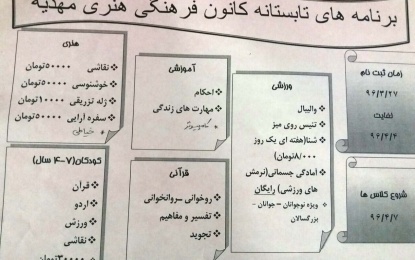 آغاز کلاس‌های تابستانی کانون فرهنگی هنری مهدیه فین